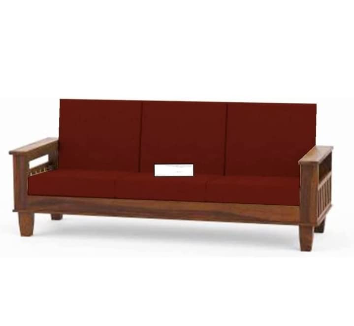 Image of K L FURNITURE Sheesham Wood Rustic Teak Finish 5 Seater Sofa Set For Home Living Room Hall (3+1+1, Rustic Teak Finish )