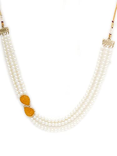 Image of Karatcart Pink Stone Studded Pearl Kundan Necklace Set for Women