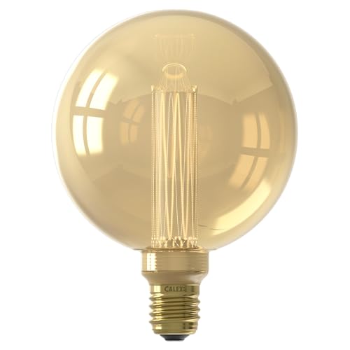 CALEX - Crown Series LED Bulb, E27, Vintage Filament G125 Light Bulbs, Gold, Dimmable Warm White Light, 3.5W