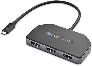 Cable Matters 4K Triple Display USB C Hub with 2x DisplayPort, HDMI and 100W Charging for Windows and Linux - DisplayPort 1.4 and DSC 1.2 Enabled for Triple 4K 60Hz Display - Not Compatible with Mac
