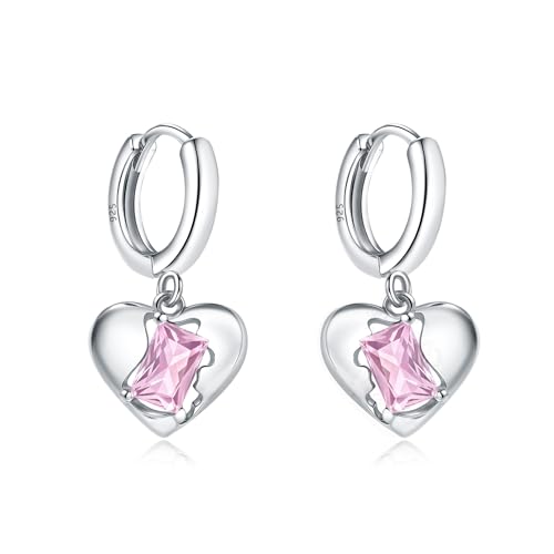 XIUQILAI 925 Sterling Silver Heart Earrings for Women, Dainty Huggie Hoops Fashion Hypoallergenic Small Chunky Dangle Earrings, Lightweight Love Heart Jewelry