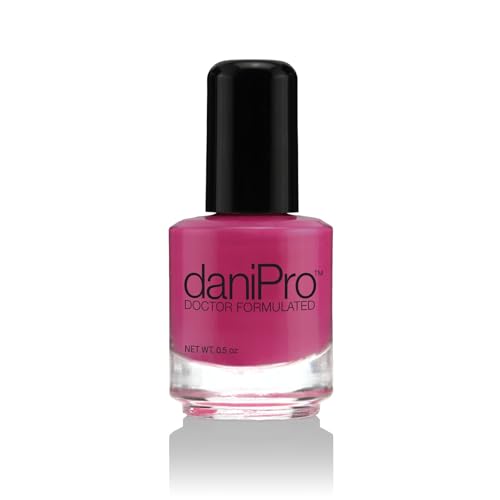daniPro Doctor Formulated Nail Polish Lovely Lady deep pink Fingernail Polish & Toenail Polish, 0.5 oz with Undecylenic Acid, Biotin & Vitamins - Vegan Formula for Healthy Nails - Made in the USA