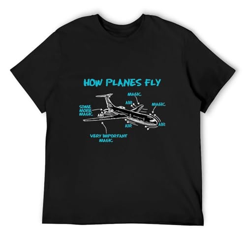 FaosTEQ Engineer Mechanical How Plane Fly Aircraft Airplane Schematic Diagram Pattern T-Shirt Black Unisex Mens Tees XXL
