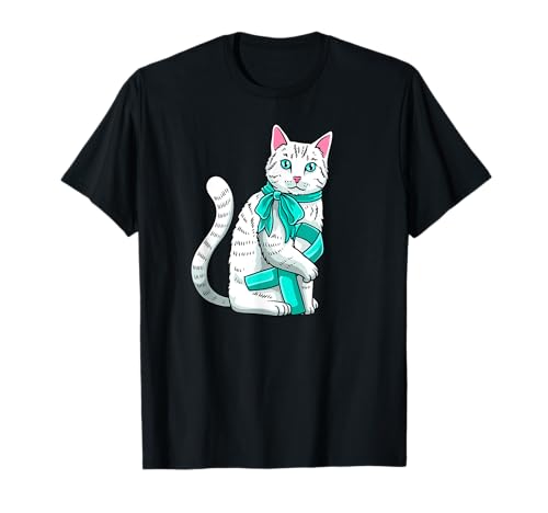 Tourette's Awareness - Soporte de cinta de gato, color verde azulado Camiseta