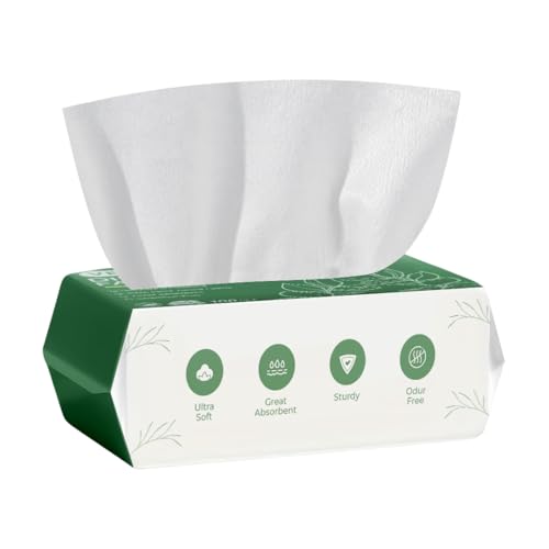 Disposable Face Towels for Skincare and Cleaning Soft Thick Facial Tissue for Sensitive Skin Dry and Wet Dual Use 100 Count Extra Absorbent and Durable Makeup Remover Cloth
