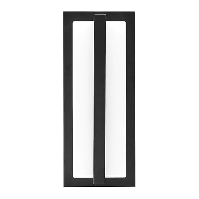 Maxxima LED Porch Lantern Outdoor Wall Light, Black with Vertical Bar & Frosted Lens, 1000 Lumens, 5 CCT 2700K/3000K/3500K/4000K/5000K, Modern Exterior Patio Sconce Lantern, Dimmable at 120V