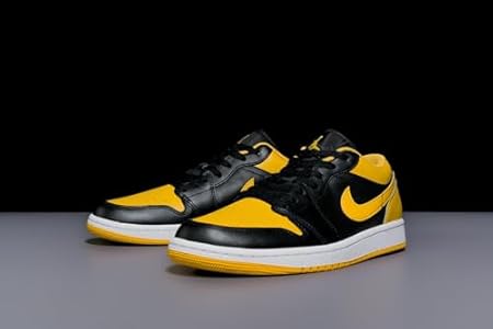 Tênis masculino Air Jordan 1 Low preto/amarelo ocre-branco (553558