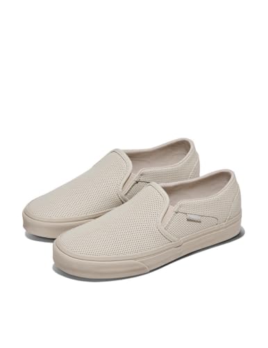 Vans Women's Asher Slip-On Shoe | Comfortable Sneakers for Walking, Fashion & Everyday Wear, Mono Perf Oatmeal, 82