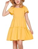 Flypigs Kleid für die Einschulung Mädchen Party Kleider für Mädchen Gelb 150(12-13Jahre/146/152/158/164)