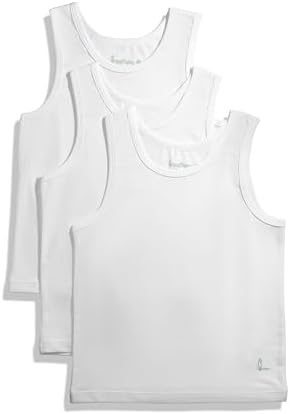 Feathers Boys White Tank Top 100% Cotton Tagless Undershirts 3-Pack