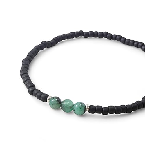 Pulsera de Plata con Cuentas Esmeralda y Toho Negra Unisex miniatura 2