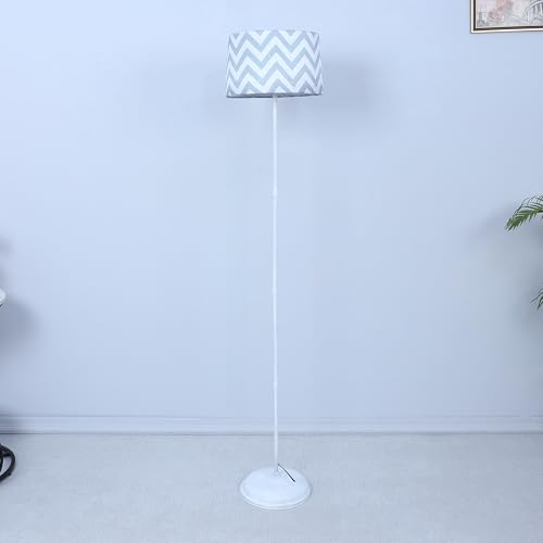 Image of tu casa White Metal-Iron Base Foldable Floor Lamps with Maze Print & Satin Shade for Bedroom, Living Room, Lounge, Office Area, Gifting Without Bulb for Home Decoration (Height - 57 inch)
