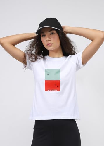 Image of Nobero Women's Graphic Printed T-Shirt | Regular Fit 180 GSM Cotton Tee for Women | Comfortable Round Neck Casual Wear