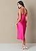 bebe Cowl Satin Midi Dress - Womens Elegant Cocktail Dress with Silky Satin Fabric & Pull-On Closure - Machine Washable Fuchsia