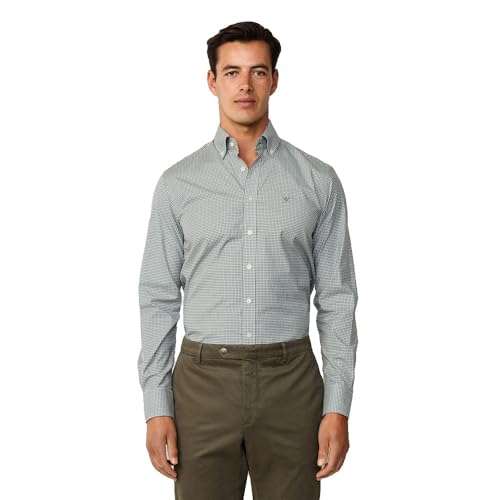 Hackett London Para Homem. HM3010474 Camisa Essencial Em Xadrez Verde (Xl), Casual, Sapatos De Festa, AlgodãO, CláSsico, Manga Comprida-image