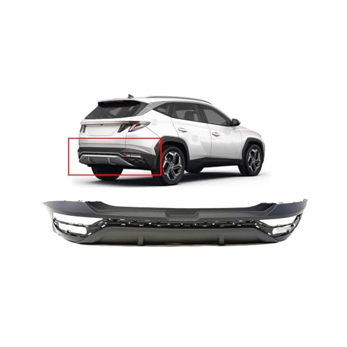 Image of Compatible with Hyundai Tucson 2022-2024 Rear Bumper Cover | Primed, Without Parking Sensor Holes, For USA Built SE & SEL Models, Ready to Paint, OEM 86612CW000, HY1100251