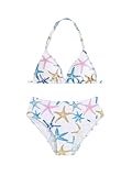Verdusa Girl's 2 Piece Cute Bathing Suits Halter Backless Bikini Set Girls Swimsuits Triangle Bikinis Multicolor 12 Years