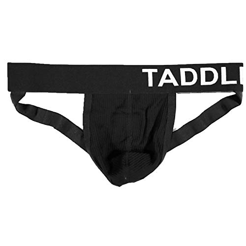Taddlee Sexy Mens Black Low-Rise Jock Strap Stretch Briefs Thong Underwear Pouch (XL,Black)