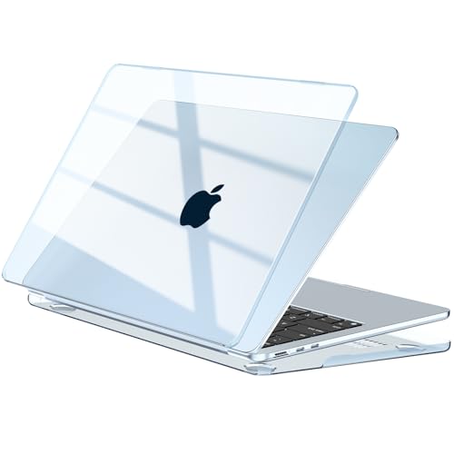 Image of EooCoo Case Compatible with MacBook Air 13 inch M5 2026-2022 M4 M3 M2 A3449 A3240 A3113 A2681, Crystal Hard Shell Scratch Resistant Protective Cover for Mac Air 13.6 inch, Sky Blue