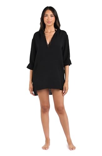 La Blanca Women's Between The Lines Pullover Square Hoodie Cover Up4