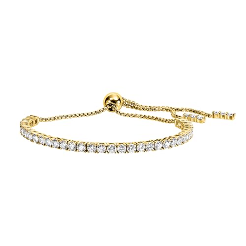 18K White/Yellow Gold Plated Silver Tennis Bracelet With 1.70/3.60 TCW Moissanite (D Color,Round Brilliant, VVS Clarity) Bracelet For Women, Gift For Her, Jewelry For Women Comes With Gift Box