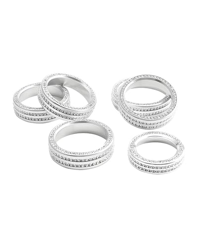 Temperature Adjustment Knob Car Air Conditioning Switch Knob Ring Cover Climate Control HVAC (5 Pieces in Silver)