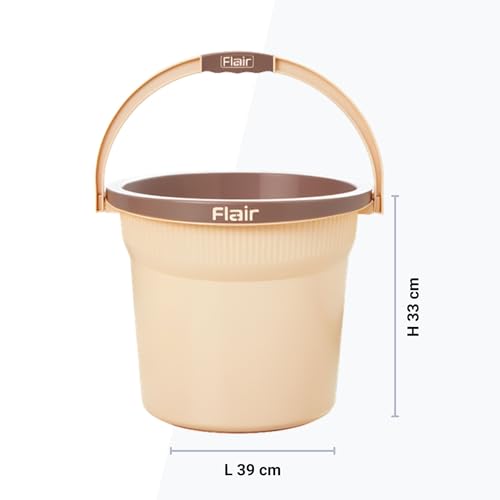 Image of FLAIR Estella 19L Set of 3 Plastic Bathroom Bucket, Beige | Strong & Durable Water Storage Bucket with Easy-Grip Handle | Virgin Plastic, Lightweight & Multipurpose for Bathing and Daily Use