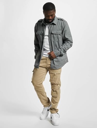 Brandit Vintage Shirt Long Sleeve, Uomo, Charc Grey, 3XL - 6