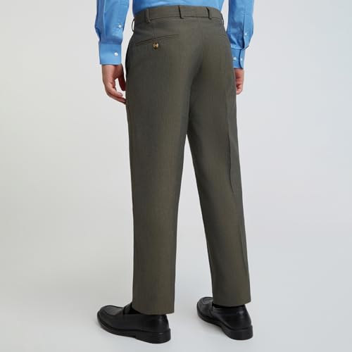 Image of Park Avenue Men's Regular Fit Mid Rise Solid Pattern Poly Viscose Blend Flat Front Formal Trouser