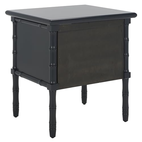 Safavieh Home Collection Mina Modern Coastal 2 Drawer 25" Bamboo Nightstand, Navy - Image 9