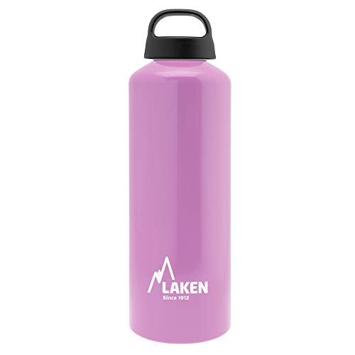 LAKEN Classic Aluminium Water Bottle with Screw Cap and Wide Mouth, 1L Pink, 1005 ml