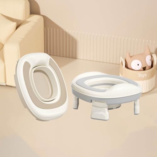 Image of Foldable Travel Baby Potty Training Seat for Boys & Girls with Handles & Detachable Bowl, Toddler Potty Chair with Anti-Slip Base, BPA-Free, Unisex, Coffee
