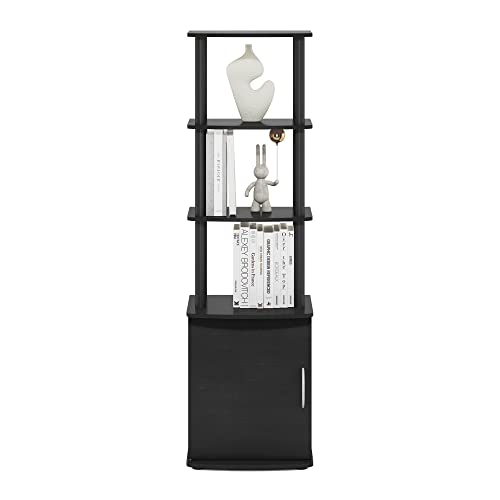 Image of Furinno Turn-N-Tube Tall TV Entertainment Side Table Display Rack with Storage Cabinet, 3-Tier, Blackwood /Black | Storage Shelves, Book Shelf, Bookcase with Door, for Organization, Living Room, Home Office