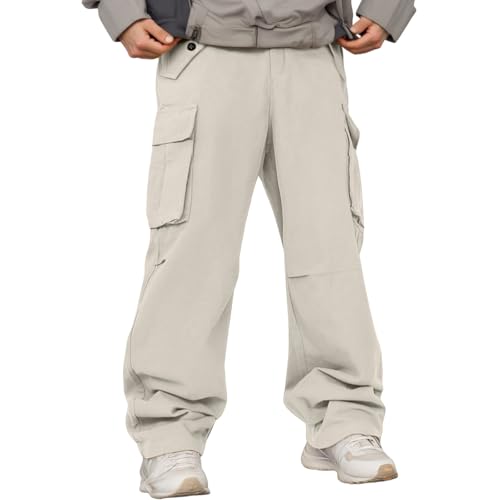 Pantalon cargo baggy en coton pour homme avec poches et cordon style militaire décontracté