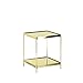 Stolik pomocniczy z półką szklany blat kwadratowy metalowe nogi złoty Alsea