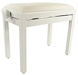 Gearlux Adjustable Piano Bench with Velvet Top - White Gloss