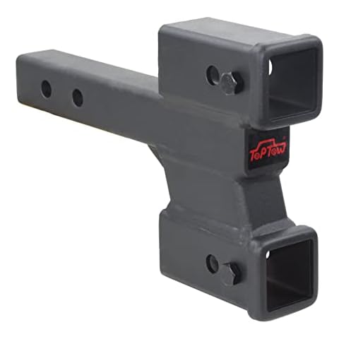 TOPTOW Trailer Dual Hitch Extender Adapter with 2 & 4-inch Riser/Drop, 2" Receiver, 2-inch Solid Shank, 10000lbs Capacity… Cover