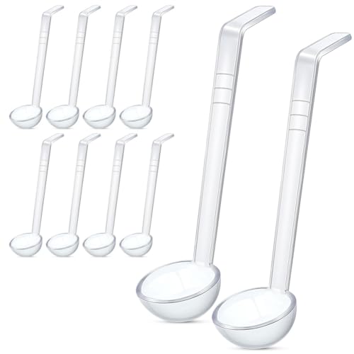 Fowecry 10 Pièces Mini Louche Transparente 7,8 Pouces (20 cm) 1Oz pour Sauce, Bol à Punch en Plastique à Long Manche, Cuillères de Service