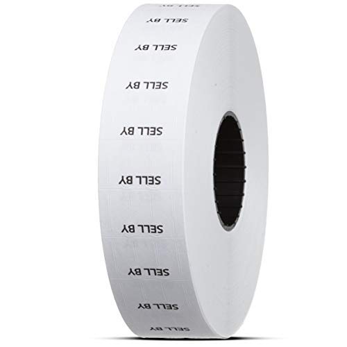 Labels for Monarch 1131 - Sell by Text Printed - White - 20,000 Units - Pack with 8 Rolls - Ink Roller Included - Made by Labels for Us