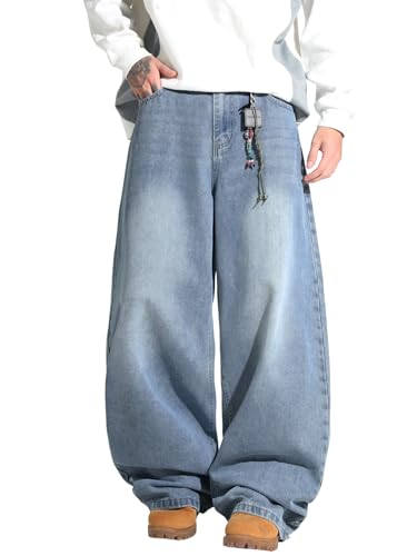 Zewool Jean décontracté Homme Style Baggy Y2K Hip Hop Street Pantalon Denim à Jambe Large Coupe Ample Long Oversized et relaxé Tendance 2000s extrême...