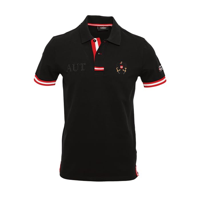 NEU! Österreich Adler Kult Poloshirt Herren - Atmungsaktiver Stoff Perfekte Passform Pflegeleicht und Langlebig Tolles Geschenk (L Schwarz)