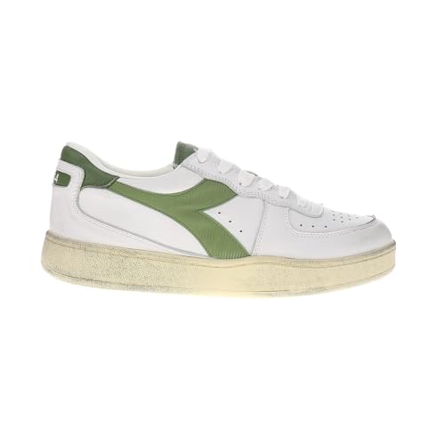 Diadora Mens Mi Basket Low Used Lace Up Sneakers Shoes Casual - Green, White - Size 11.5 M