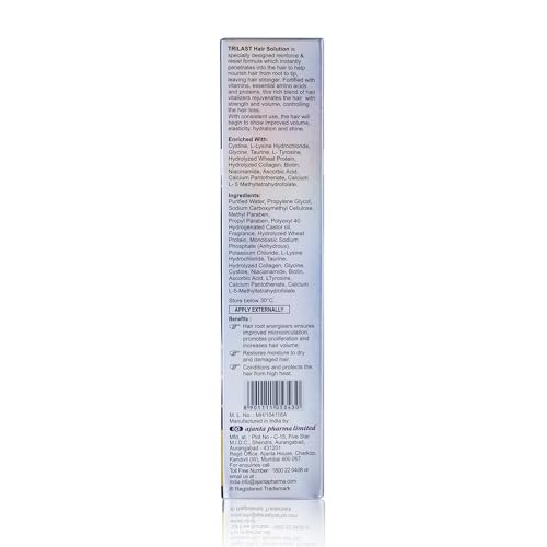 Image of Trilast Hair Care Lotion 60ml (Pack of 3, Total 180ml) | Biotin, Niacinamide, Collagen & Wheat Protein Spray for Hair Regrowth & Thickening | 360 Spray + Dropper