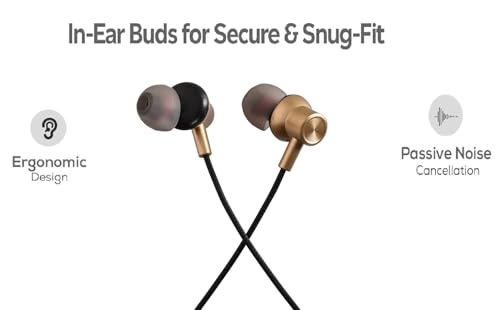 Image of JGD Boom Z1 Bluetooth 5.3 Neckband with Up to 25 Hours Playtime and Hi-Fi Stereo Sound in Ear Neckband, Magnetic earpiece,Voice Assistant with Mic (Golden)