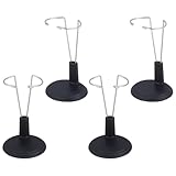 PATKAW 4 Pcs 5.9 Inch Portable Doll Stands, Black PVC Bear Stand Doll Display Case for Storage and Organization of Children's Dolls