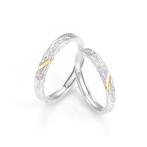 Bague de fiançailles couple argent 925 ajustable pour célébrer votre union