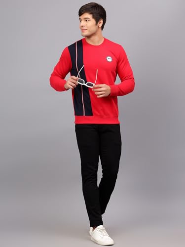 Image of Ben Martin Men's Round Neck Regular Fit Full Sleeve Side Penal Contrast Cotton Polyester Sweatshirt