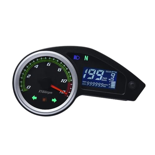 Motorcycle Dashboard Speedometer Motorcycle Tachometer 12000RPM Universal Digital Odometer Tachometer Motor Cluster Dashboard for Brazil 250 RPS Hawk 250 Digital Odometer