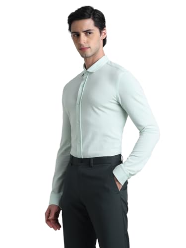 Image of Jack & Jones Men's Cotton Solid Slim Fit Spread-Collar Casual Shirt