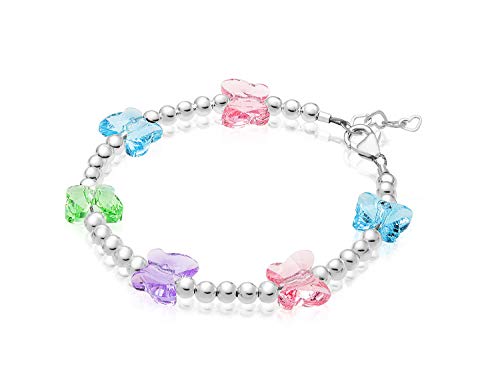 Baby Crystals Sterling Silver Charm Bracelets For Girls, Butterfly Bracelets Embellished With 8Mm Butterfly European Crystals #TOP22
